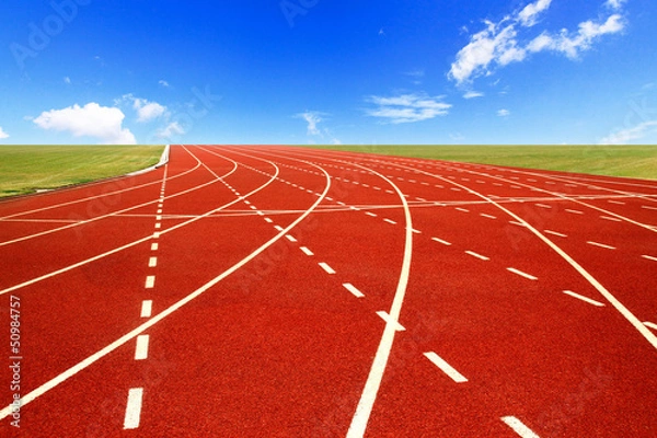 Fototapeta Running track over blue sky