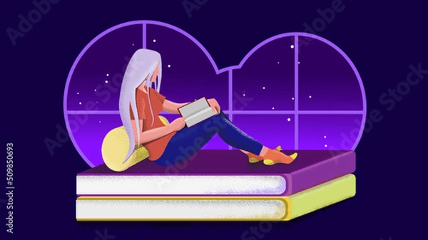 Obraz girl with a book near the window