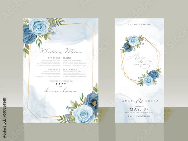 Obraz Elegant blue flowers wedding invitations