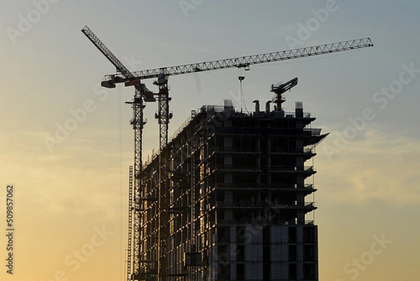 Fototapeta construction site with cranes