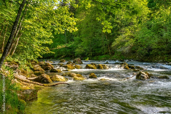 Obraz Wilde Felskaskaden an der Mangfall