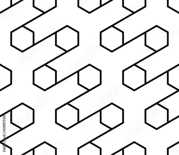 Fototapeta Vector seamless texture. Modern geometric background. Grid with hexagonal cells.