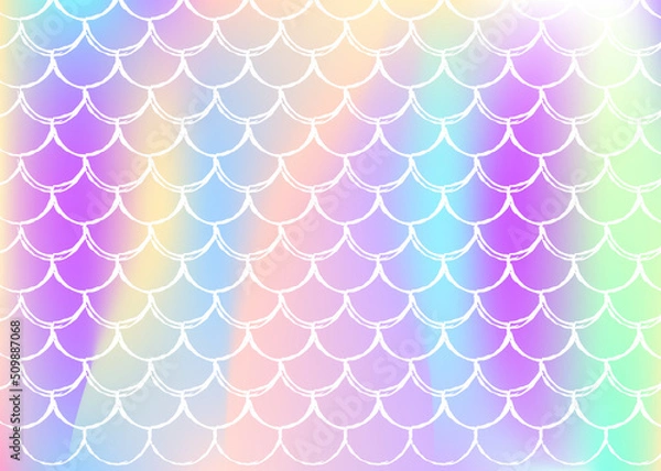Fototapeta Gradient mermaid background with holographic scales.