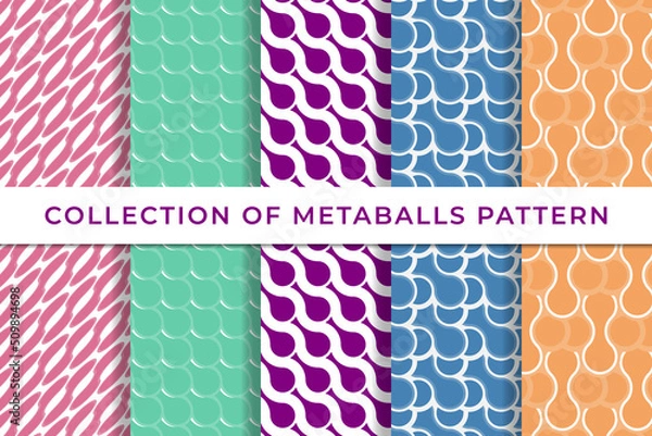 Fototapeta Metaball Collection of geometric seamless patterns simple minimal design