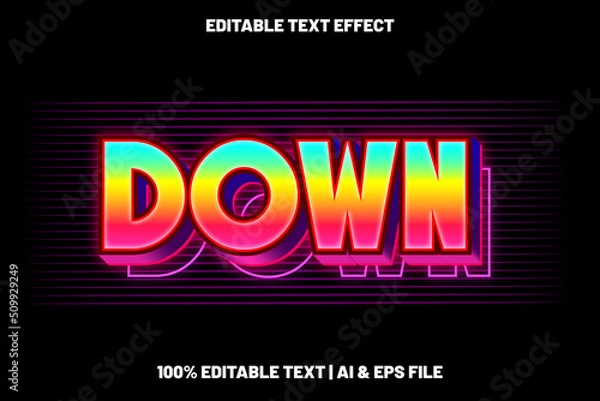 Obraz Down editable text effect 3d modern neon style