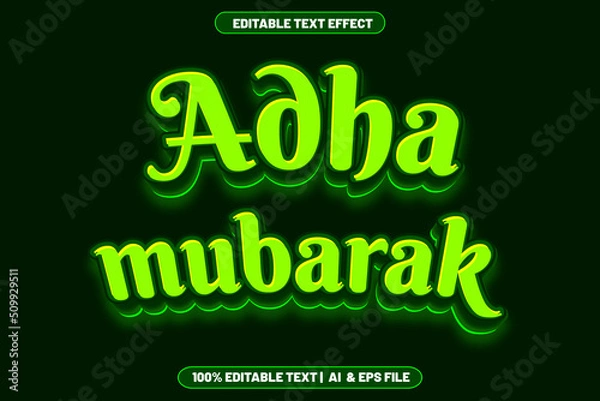 Fototapeta Adha mubarak editable text effect emboss style
