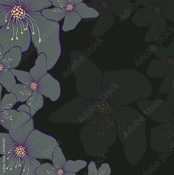 Fototapeta Fantasy spring flowers growing. Vector illustration