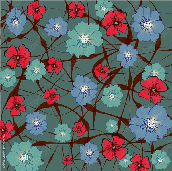 Fototapeta Abstract flowers pattern, Vector Illustration