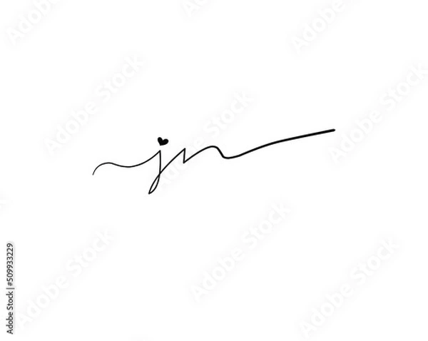 Obraz jn initial handwriting logo vector