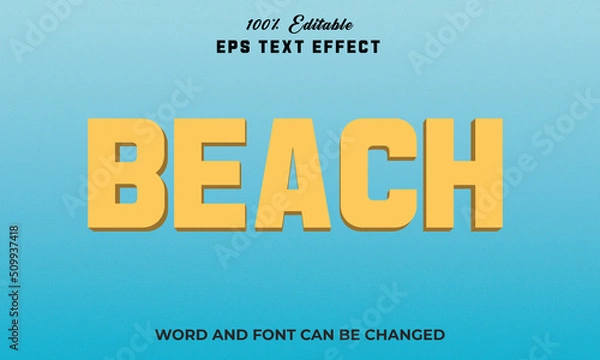 Fototapeta Beach luxury Editable 3d text Effect Style Premium,