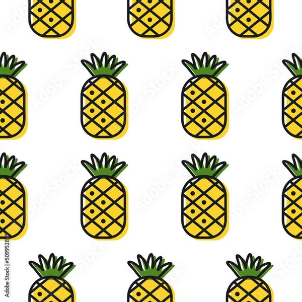 Obraz Seamless pineapple pattern. Summer mood, exotic fruit.