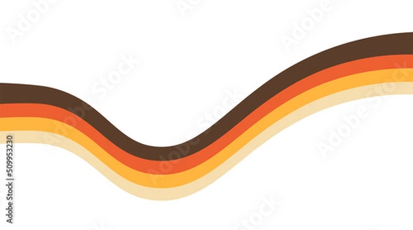 Fototapeta Retro vintage stripes background of the 70s style. Abstract shapes design graphic 1970s backdrop. Vector element illustration flat style isolated on white background
