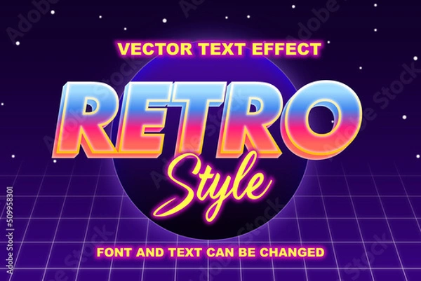 Fototapeta retro style dark moon in grid 3d editable text effect font style template background wallpaper banner poster flyer