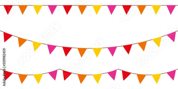 Fototapeta Colorful party garlands with pennants. Vector buntings set.