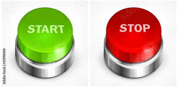 Obraz Button with words start and stop on white background, vector