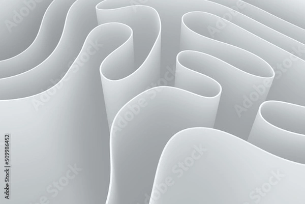 Fototapeta Abstract twisted wave on a white background. Trendy 3d rendering surface