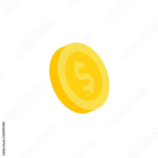 Fototapeta Vector dollar bank note and coin, icon illustrations and vector
