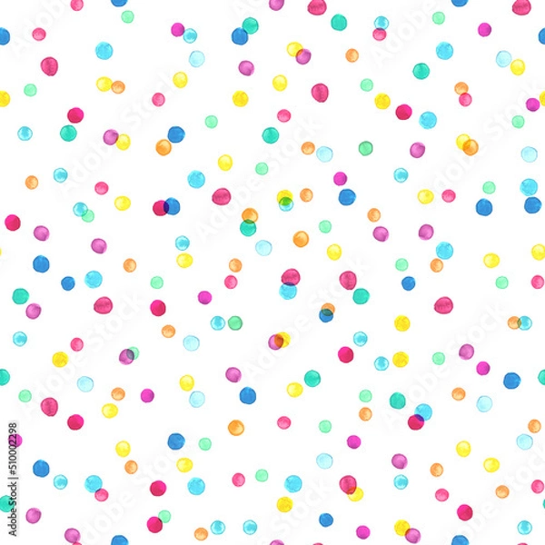 Obraz Seamless pattern with bright watercolor dots