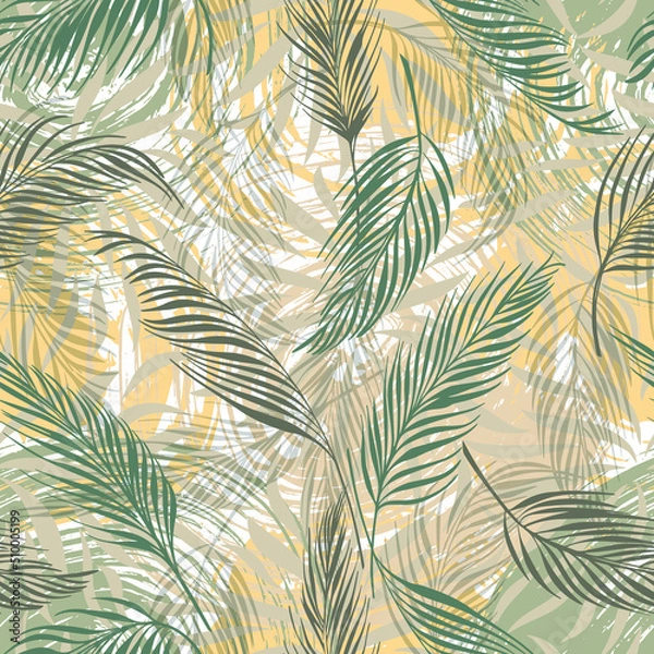 Fototapeta tropical background  palm leaves vector seamless pattern