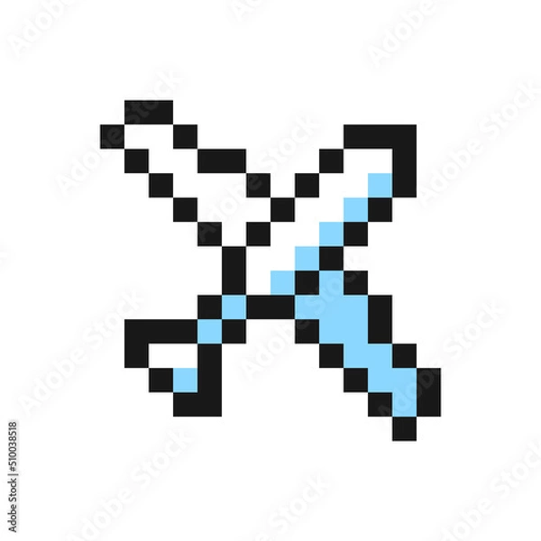 Fototapeta Airplane icon in pixel art design isolated on white background, vector sign symbol