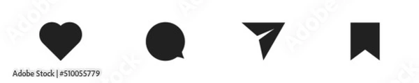 Obraz Like comment share save icon set. Vector illustration. Social media symbol collection.
