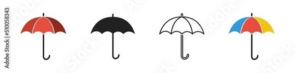 Obraz Umbrella icon set. Vector illustration. Umbrella symbol collection.