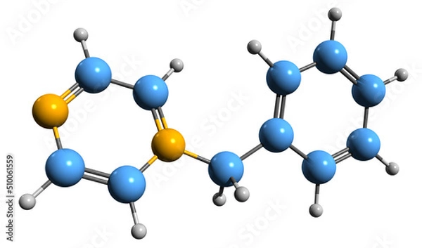 Fototapeta  3D image of Benzylpiperazine skeletal formula - molecular chemical structure of  recreational drug isolated on white background
