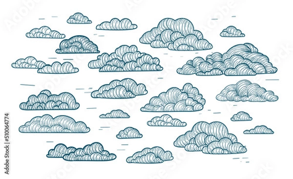 Obraz Wind. Isolated clouds from line on the white background.