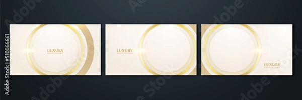 Fototapeta Set of abstract white and gold shapes background
