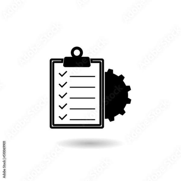 Fototapeta Clipboard gear logo with shadow