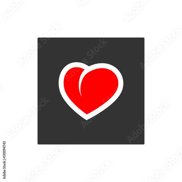 Fototapeta Vector red heart icon on gray background.