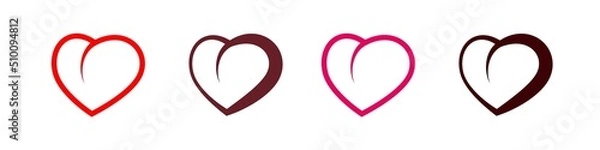 Fototapeta Vector icons of colorful hearts on a white background.