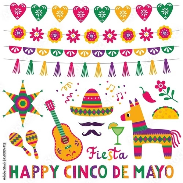 Fototapeta Cinco de Mayo, vector design elements set