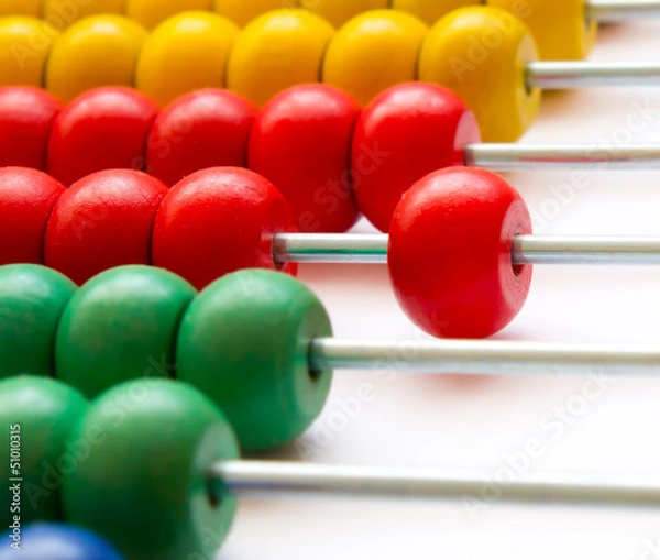 Fototapeta Close up of wooden abacus - selective focus