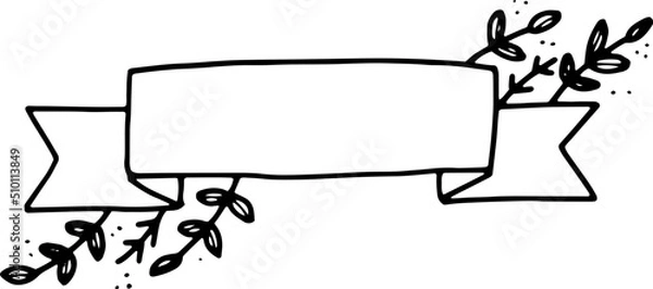 Fototapeta Black ribbon banner element hand drawn