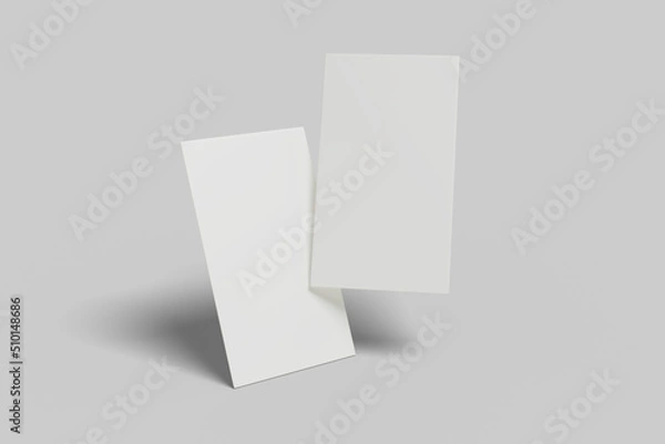 Fototapeta Realistic blank vertical card illustration for mockup. 3D Render.