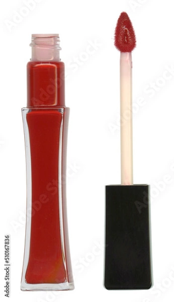 Fototapeta Red Liquid Glossy Lipstick Bottle and Application Wand