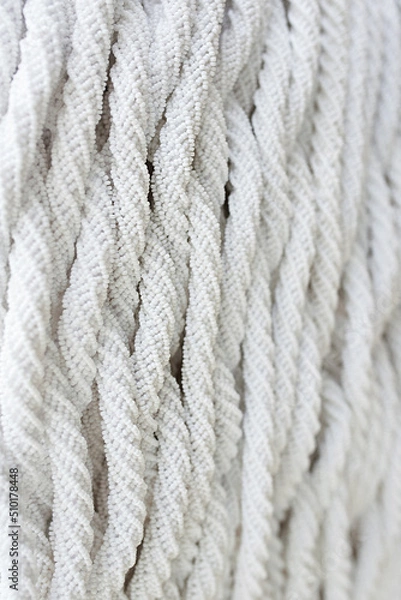 Fototapeta white beaded weaving texture close up