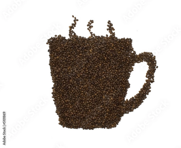 Obraz coffeemania,coffee beans make a coffee cup