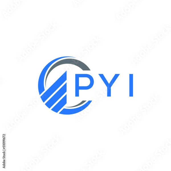 Fototapeta PYI Flat accounting logo design on white  background. PYI creative initials Growth graph letter logo concept. PYI business finance logo design.