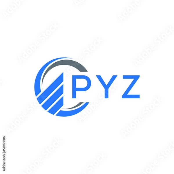 Fototapeta PYZ Flat accounting logo design on white  background. PYZ creative initials Growth graph letter logo concept. PYZ business finance logo design.