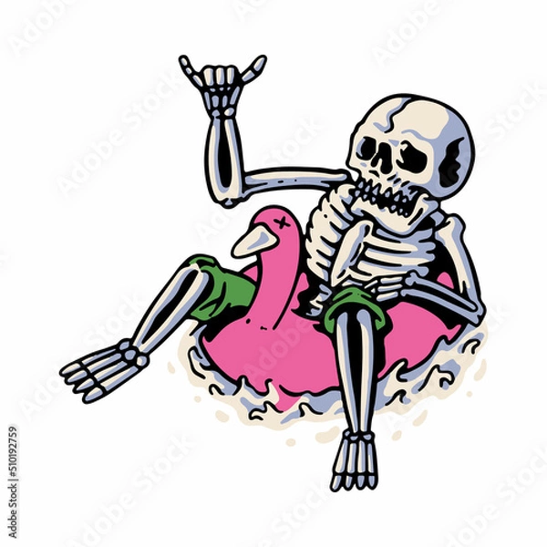 Obraz Skull and funny swim graphic illustration vector art t-shirt design