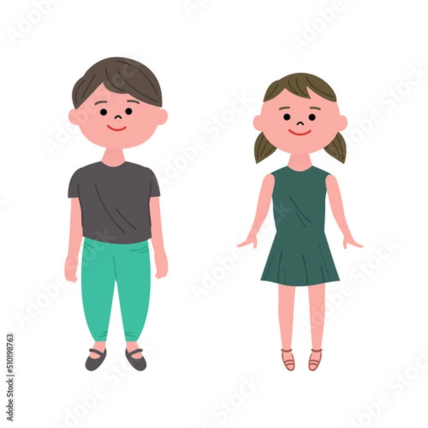 Fototapeta 男の子と女の子のイラストセット