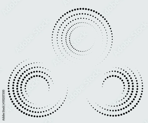 Fototapeta Halftone circular dotted set. Circle dots isolated on the gry background. design element for medical, treatment, cosmetic. use Round border using halftone circle dots texture 2