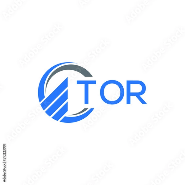 Obraz TOR Flat accounting logo design on white  background. TOR creative initials Growth graph letter logo concept. TOR business finance logo design.