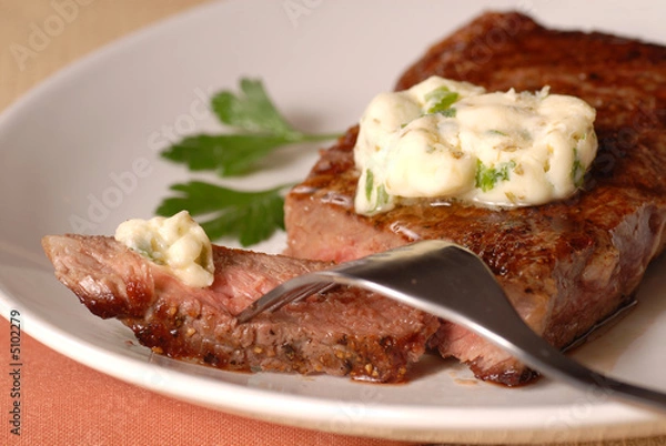 Obraz Grilled ribeye steak with a bernaise butter