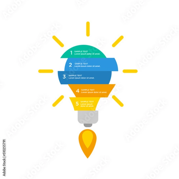 Fototapeta flat bulb light infographic vector template design
