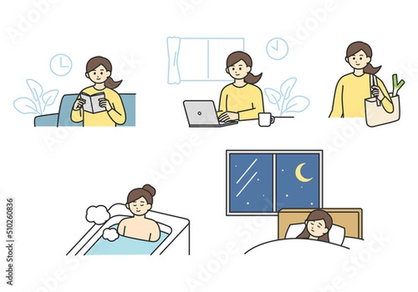 Obraz 家事や生活のイメージイラスト素材