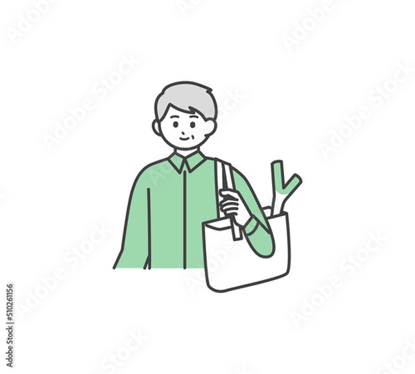 Obraz 買い物をする高齢男性のイラスト素材