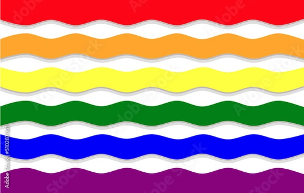 Fototapeta Rainbow wave on white background with shadow. Flag and symbol for LGBTQ pride month
